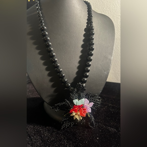 Handmade Needlework with Beaded Multicolor Bright Flower Necklace Gift 🎁 - Picture 15 of 15